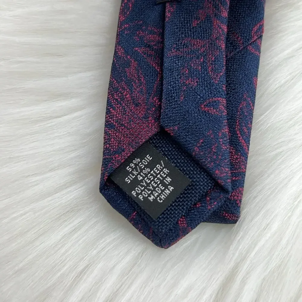 Michael Kors Silk Blend Floral Neck Tie - Purple/Pink Textured - New with tags
